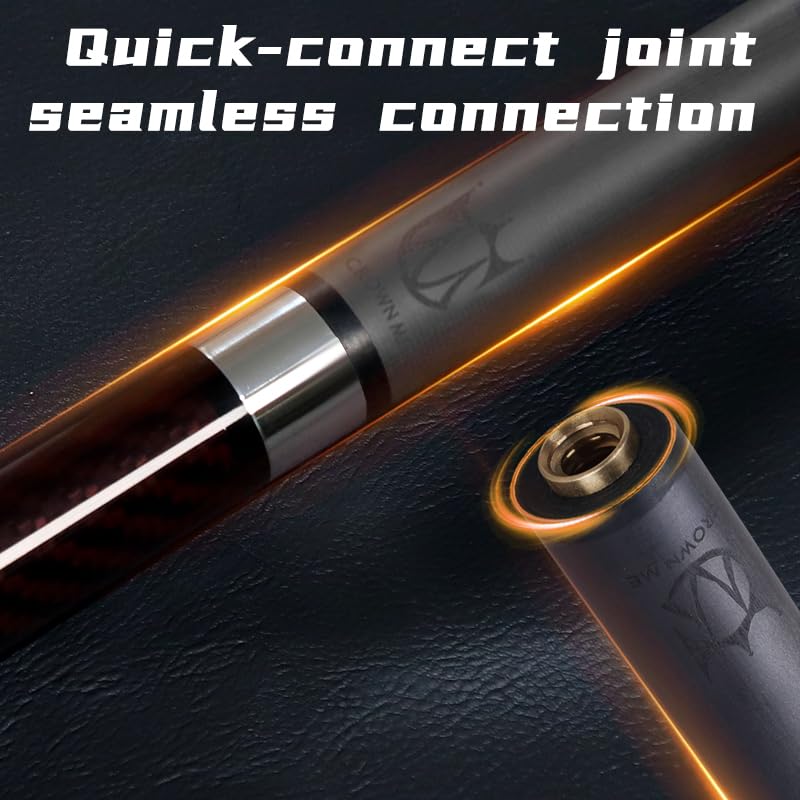 CROWN ME 12.5mm Uni Lock pin Pure Carbon Fiber Shaft for Pool Cue Stick, Pro Carbon cue Shaft only, Lowest Deflection Pool cue Shaft