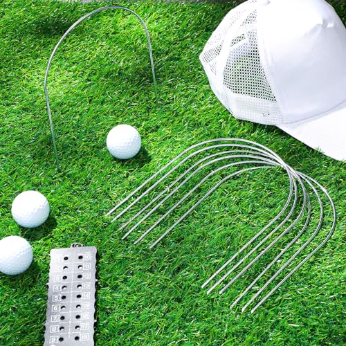 Deekin Set of 9 Croquet Wickets Replacement for Croquet Metal Hoops with Galvanized and Plastic Coating for Family Lawn Backyard Outdoor Game(U Shape) - style: U Shape