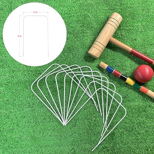 OUTOSS-Croquet Wickets, Set of 9 Pcs,White Plastic Coating | Wicket Replacement for Croquet Game, White Plastic Coating,6*9 Inches,Wire Thickness 3mm