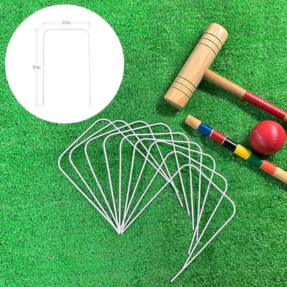 OUTOSS-Croquet Wickets, Set of 9 Pcs,White Plastic Coating | Wicket Replacement for Croquet Game, White Plastic Coating,6*9 Inches,Wire Thickness 3mm
