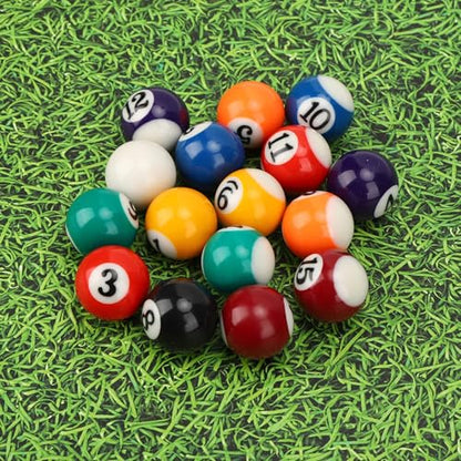 16PCS Billiard Ball Mini Size 2.5cm/0.98inch Resin Pool Balls Set Pool Table Accessories for Replacement