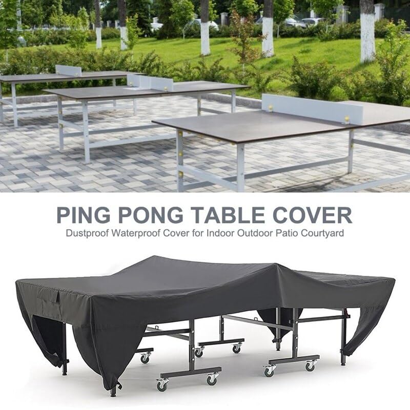 Waterproof Ping Pong Table Cover Tennis Cover Protect Outdoor Indoor Anti-UV Dustproof Ping Pong Table Cover - (Color: Dark Grey)