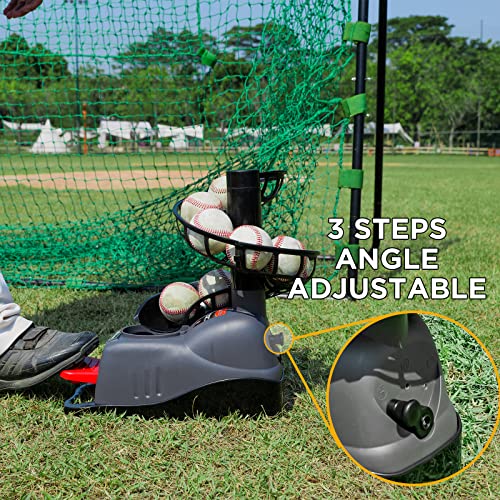 Furlihong 898BH Baseball Soft Toss Machine, Angle Adjustable, Step On Paddle and Release to Launch, No Power Supply Needed, Works with Regulation Baseball