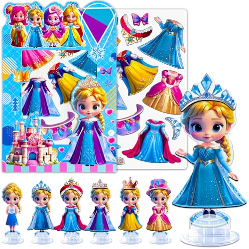 ZHOC Magnetic Dress Up Dolls for Girls, Princess Cute Magnet Dolls Dress Up Kits, Travel Game Car Road Trip Airplane Activity Toys Birthday for Toddler Girls Ages 3 4 5 6 7 8 - color: Blue