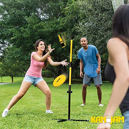 Kan Jam Disc Toss Game - Black/Yellow, Plastic - Snap-Together Setup for Outdoor Games - Steel Poles & Wide Bases for Yard Fun - Portable Carry Bag for Beach Activity & Family Outdoor Fun