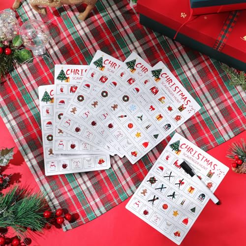 Hoolerry 30 Pcs Scavenger Hunt for Kids Road Trip Game Car Spring Summer Wedding Scavenger Hunt Cards Travel Activities Camping Games Outdoor Indoor Seek Activity for Kids Adults (Christmas) - style: Christmas