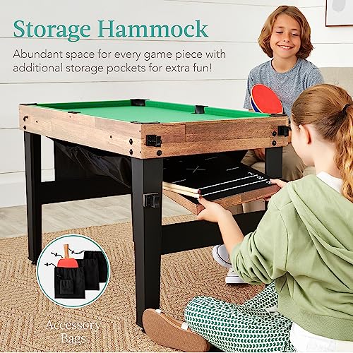 Best Choice Products Combo Game Table Set for Home, Game Room, Friends & Family w/Ping Pong, Foosball, Basketball, Air Hockey, Archery, Chess, Checkers, Shuffleboard, Bowling - color: Natural