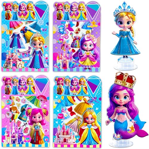 ZHOC Magnetic Dress Up Dolls for Girls, Princess Cute Sweetheart Mermaid Ancient-Style Magnet Dolls Dress Up Kits, [4 Pack] Travel Game Trip Activity Toys Birthday Gifts for Toddler Girls Ages 3-8 - color: Pink4
