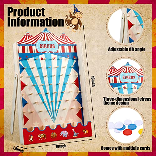 Fulmoon Disk Drop Game with 8 Disks Halloween Carnival Circus Theme Christmas Party Fun Wood Family Board Game for Birthday Party Decorations Supplies Activities(15.7 x 10 Inch) - size: 15.7 x 10 Inch