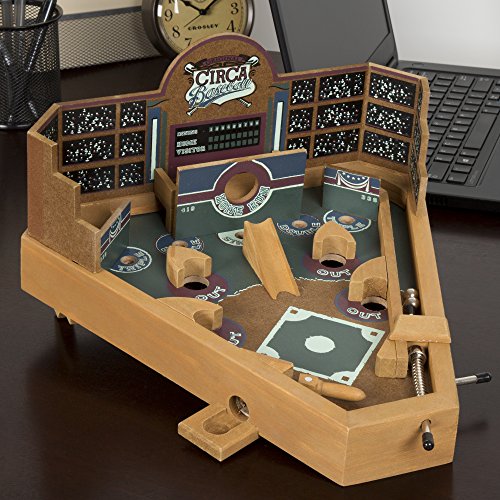Baseball Pinball Tabletop Games - Classic Miniature Wooden Retro Sports Arcade Toy for Adult Collectors and Children - Baseball Games by Hey Play - style: Baseball