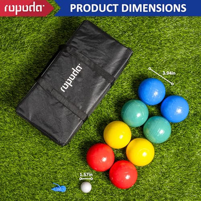ropoda 100mm Bocce Ball Set, Lighter Bocce Ball for Beginners with 8 Balls, Pallino, Case and Measuring Rope for Backyard/Beach/Lawn, Composite Plastic for Kids Teens Beginners - size: 100mm