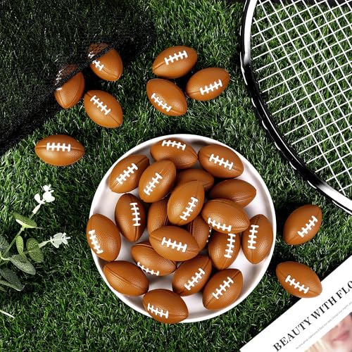 Aodaer 24 Pack Mini Football Stress Balls Fidget Ball Toys Bulk | Soft Foam Balls for Sports Party Favor Gifts, Birthday Party Decoration, Goodie Bag Stuffer, Mini Size, with Drawstring Bag - style: Football