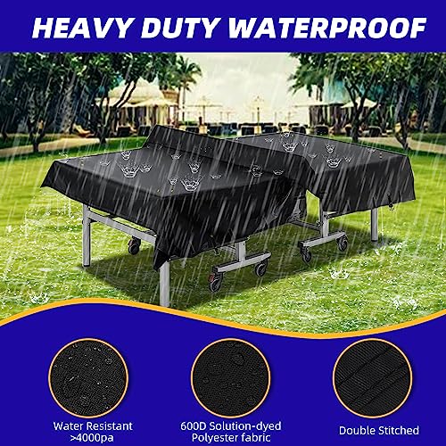 600D Ping Pong Table Cover - Outdoor Waterproof & Windproof, 10.7 x 7.4 Ft Heavy Duty Table Tennis Cover