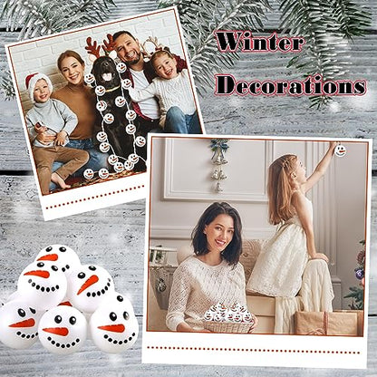 Liliful 60 Pcs Christmas Holiday Novelty Table Tennis Artificial Black and White Plastic Snowman Snowballs Xmas Stockings Goodie Bag Stuffers for Kids Baby Pool Play Table House Toddler Accessories