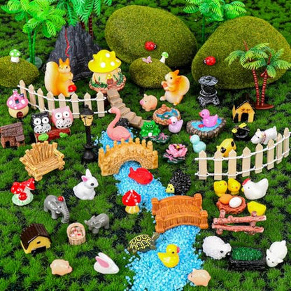 160 Pcs Fairy Garden Accessories Miniature Resin Animals Tiny Fairy House Figurines Fairy Garden Ornament Kit for DIY Crafts Micro Landscape Dollhouse Mini Scene Garden Outdoor Decor - style: 160Pcs-Fairy Garden Accessories