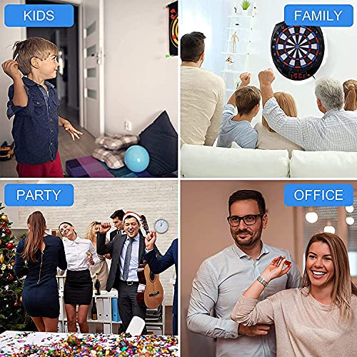 Electronic Dart Board, Electronic Dart Board, Electronic Dartboard, Soft Tip Dartboard Set LED Display Scoreboard, 6 Darts 24 Tips for 8 Players, Battery Supply