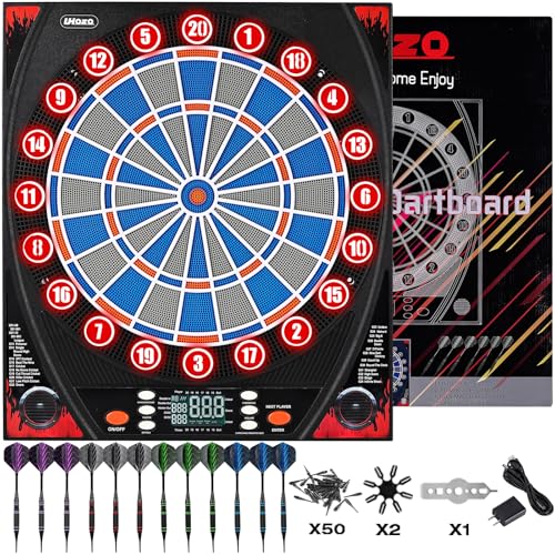 Electronic Dartboard, Dual Speakers with Automatic Voice Announcing Score, High Definition LCD Display, Includes 12 Soft Tip Darts, Suitable for Family Gatherings Bar Entertainment - style: with lamp