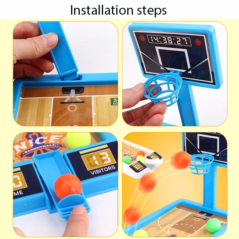2 Pack Basketball Game Toys, Tabletop Basketball Shooting Game for Kids and Adults, Desk Games for Office for Adult to Reduce Stress, Basketball Party Favors Classroom Prizes for Boys Girls