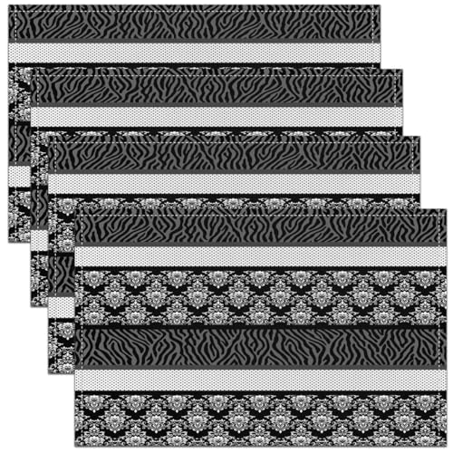 Feelyou Polka Dot with Zebra Print Placemats Set of 4 Black White Zebra Table Mats Wild Animal Skin Texture Place Mat for Kitchen Dining Table Party Decor Indoor Outdoor 18"x12" Non-Slip Easy to Clean - color: Polka Dot Zebra66
