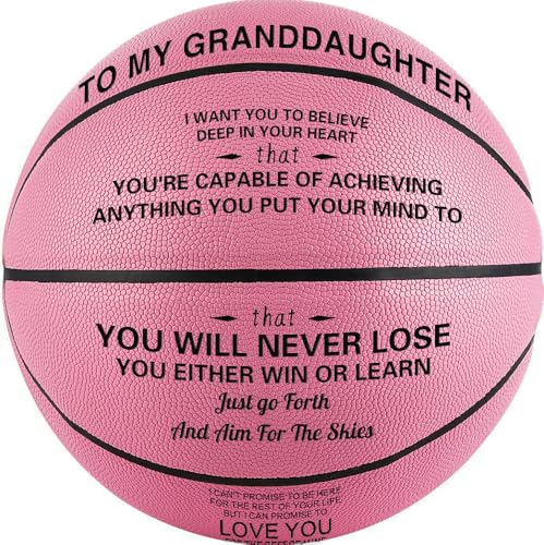 KAAYEE Engraved Basketball for Grandson, Engraved Basketball for Son from Mom Dad, Personalized 29.5" Basketballs Gifts, Custom Christmas Birthday Graduation Back to School Gift for Son from Mom Dad - color: Pink-to Granddaughter