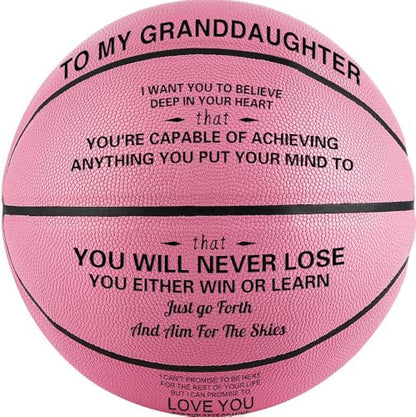 KAAYEE Engraved Basketball for Grandson, Engraved Basketball for Son from Mom Dad, Personalized 29.5" Basketballs Gifts, Custom Christmas Birthday Graduation Back to School Gift for Son from Mom Dad - color: Pink-to Granddaughter