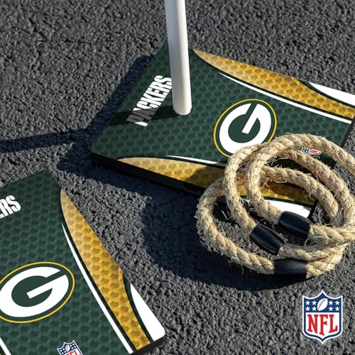 Solid Wood NFL Quoits Set with Direct Print HD Team Graphics – Tailgate Ring Toss Game – Great Gift for Any Football Fan! Ring Toss Family Outdoor Games for The Beach