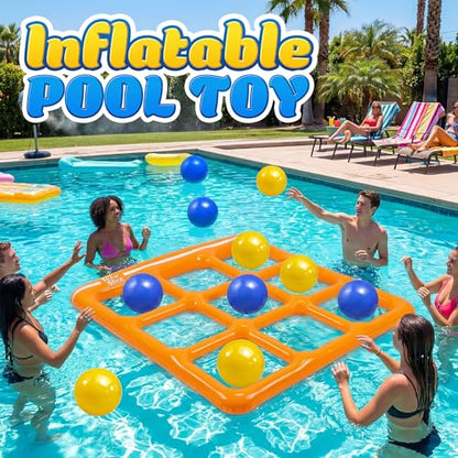 Outdoor Games for Adults and Family, Giant Tic Tac Toe Game with 10 Balls, Outside Toys for Kids Ages 8-12, 2-10 Players, Yard Pool Beach Lawn Camping