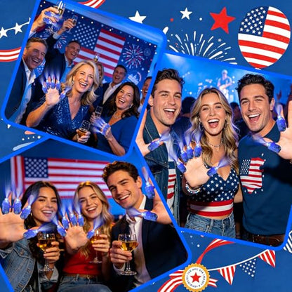 100pcs Blue Finger Lights, Glow in the Dark 4th of July Party Supplies, LED Finger Flashlights Patriotic Goodie Bag Stuffers Classroom Prizes, Carnival Concert Gifts Accessories - style: Blue-100