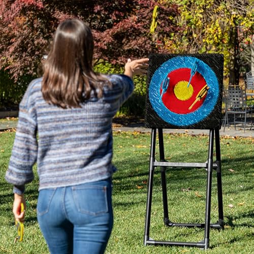 EastPoint Axe Throwing Game Set - 5 ft Tall Pack of 8 - Precision Bristle Catcher & Axe Target - Foam Throwing Axes & Outdoor Games for Adults - Alloy Steel Frame & Storage for Yard Activities