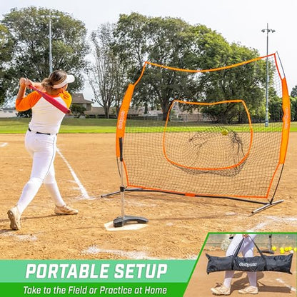 GoSports 7 x 7 ft Baseball & Softball Nets - Available in Team Colors - Batting & Pitching Net with Strike Zone - color: Orange