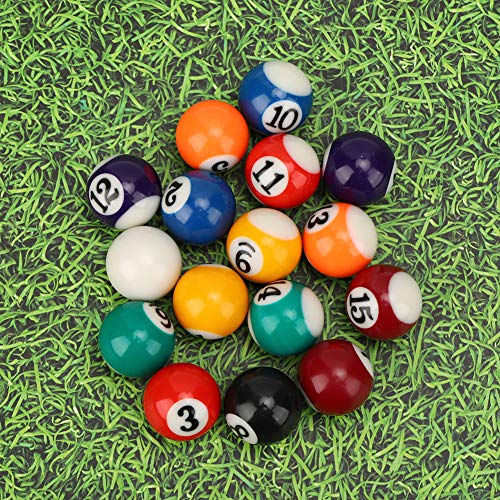 Alomejor 16Pcs Billiard Ball 25mm Resin Mini Billiard Ball Children Toy Small Pool Cue Balls Full Set