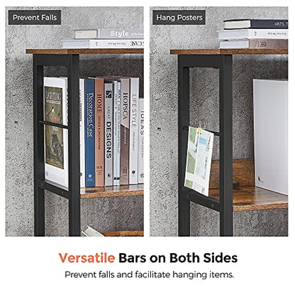 VASAGLE Bookshelf, Cube Shelf, Console Table, TV Stand with 6 Storage Cubes, for Office, Living Room, Bedroom, 13 x 47.2 x 31.5 Inches Industrial Design, Rustic Brown and Black ULLS104B01 - size: 13"D x 47.2"W x 31.5"H