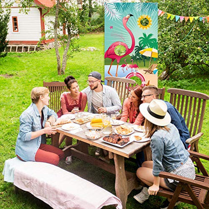 Blulu Flamingo Toss Games with 3 Nylon Bean Bags Hawaiian Summer Flamingo Backdrop Banner for Luau Party Game Birthday Decoration Carnival Party Supplies