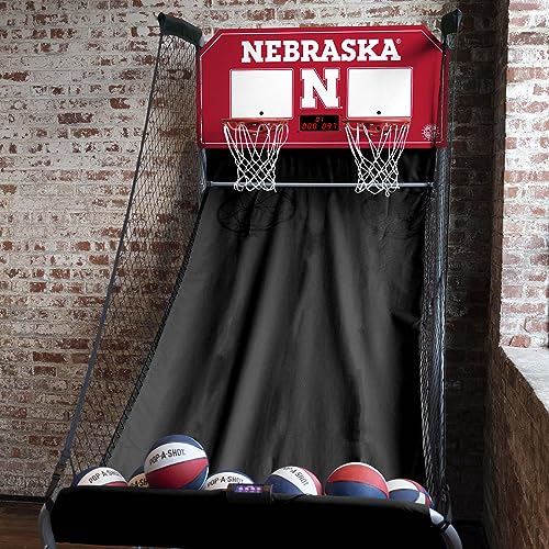 Pop-A-Shot - Home Dual Shot with NCAA Graphics l Sensor Scoring l 16 Game Modes l 7 Balls l Foldable Storage l for All NCAA Fans - style: Nebraska Cornhuskers