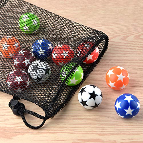 Coopay 12 Pieces 32mm Foosball Balls Table Multicolor Football Soccer Replacement Balls for Official Tabletop Game with a Black Drawstring Bag - color: multicolour star