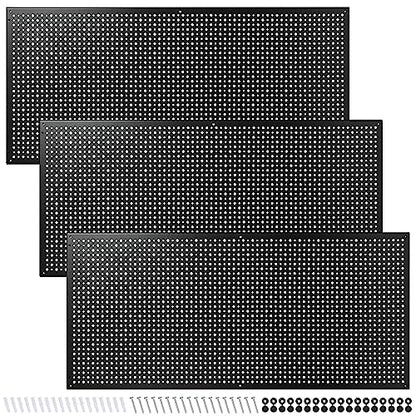 Peg Board, 3 Pack 16-Inch X 36-Inch Heavy Duty Steel Pegboard,Heavy Duty Black Pegboard for Walls, Garage, Workbench, Craft Room Tool Organization, Metal Pegboard Panels(Black) - color: Black