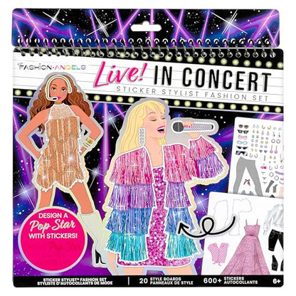 Fashion Angels Live! in Concert Sticker Stylist Fashion Set, Includes Concert Venue Style Boards, Popstar Silhouettes & 600+ Stickers, Ideal Gift for Kids & Teens - style: Pop Star