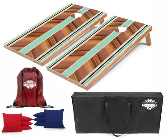 World Series of Cornhole Regulation Size Cornhole Boards - Lightweight & Durable All-Wood Construction | Backyard Bean Bag Toss Set | Outdoor Game for Tailgates & BBQs - color: Chevron Surfboard