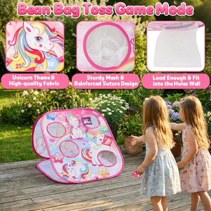 Bean Bag Toss Game for Kids - Cornhole Board Outdoor Toys for Toddlers -Party Activities Carnival Outside Yard Backyard Beach Lawn Games Toy for Kid Boys Girls Age 3 4 5 6 7 8 Year Old Birthday Gifts - style: Unicorn