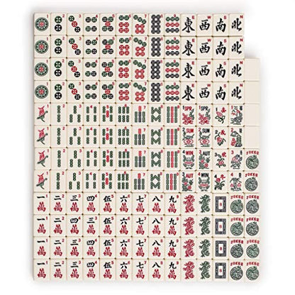 Yellow Mountain Imports American Mahjong Set – Classic Royale II with Redwood Veneer Case, Wooden Pusher Racks, Wind Indicator, Dice & Wright Patterson Scoring Coins