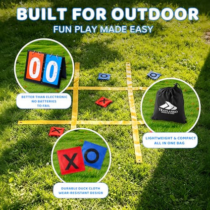 Yard Games for Kids & Adults - Giant 4ft x 4ft Tic Tac Toe Outdoor Game with Bean Bag Toss & Tabletop Scoreboard for Backyard, Carnival, Family Reunion, Birthday Party & Field Day
