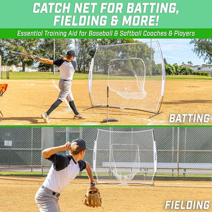 GoSports 7 x 7 ft Baseball & Softball Nets - Available in Team Colors - Batting & Pitching Net with Strike Zone - color: White
