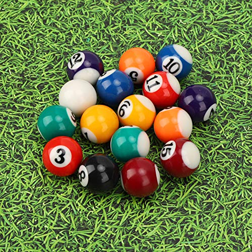 Alomejor 16Pcs Billiard Ball 25mm Resin Mini Billiard Ball Children Toy Small Pool Cue Balls Full Set