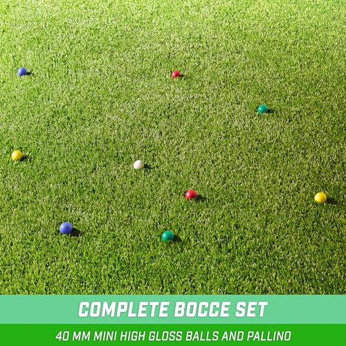 GoSports Mini Travel Size Bocce Game Set with 8 Balls, Pallino, Tote Bag and Measuring Rope - Choose Your Size - style: 40mm Mini Travel Size Bocce