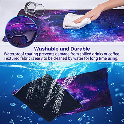 Canjoy Gaming Mouse Pad, 31.5x15.7inch Large Extended Mousepad Big Computer Desk Mat for Keyboard and Mouse Full Desk Mouse Mat with Non-Slip & Rubber Base - color: Blue Galaxy