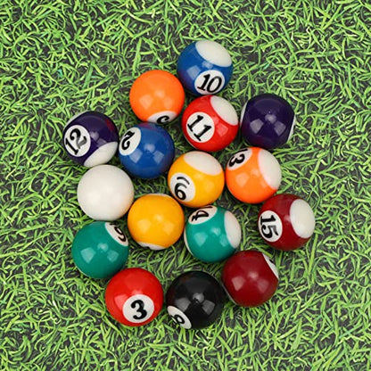 16Pcs Mini Pool Balls, 0.98in Mini Billiard Balls Set Polyester Resin, Lightweight Pool Table Accessories for Game Rooms, Bars, Sports Recreational Games