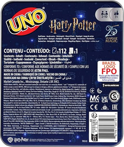 Mattel Games UNO Harry Potter Card Game in Storage Tin for Kids, Adults & Parties, Collectible Deck Based on Popular Series for 2 to 10 Players - style: UNO Harry Potter Tin