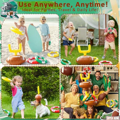 Football Goal Post Ring Toss Game Inflatable Football Post Ring Toss for Sports Birthday Party Game Day Tailgate Party Supplies