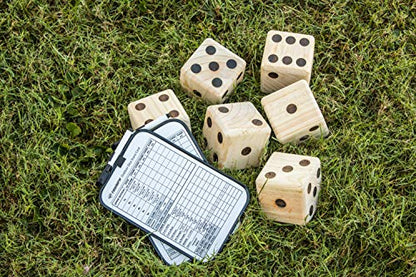TRIUMPH Giant Wooden Lawn Dice - Includes 6 Large Lawn Dice, Dry-Erase Scorecards, Markers and Carry Bag
