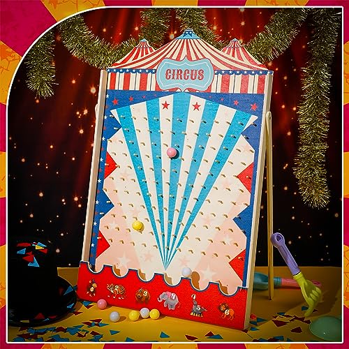 Fulmoon Disk Drop Game with 8 Disks Halloween Carnival Circus Theme Christmas Party Fun Wood Family Board Game for Birthday Party Decorations Supplies Activities(30 x 17.7 Inch) - size: 30 x 17.7 Inch